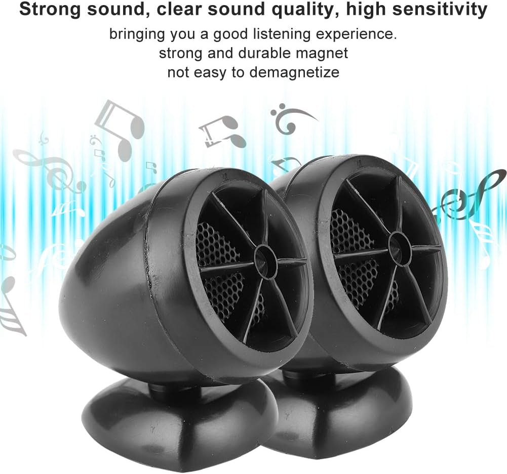 Music Horns Car Audio, Car Speakers 1200W 12V Tweeter Mini Horn Music Dome Loudspeaker Audio Speaker for Car Car Door Speakers Car Audio Tweeters(Black)