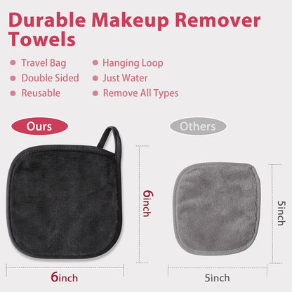 Makeup Remover Cloth, 6" X 6" Reusable Towels for Washing Face, Microfiber Washcloth with Mesh Bag, 12 Pack, Grey